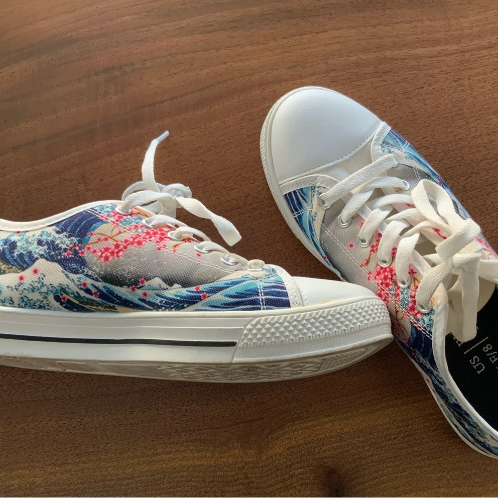 Artistic Blue and Pink Wave Sneakers